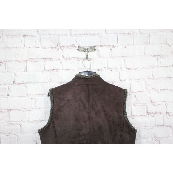 LL Bean Brown Buttons Up Sleeveless Mock Neck Vest Size L - Picture 4 of 11